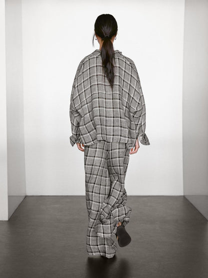 100% linen check shirt