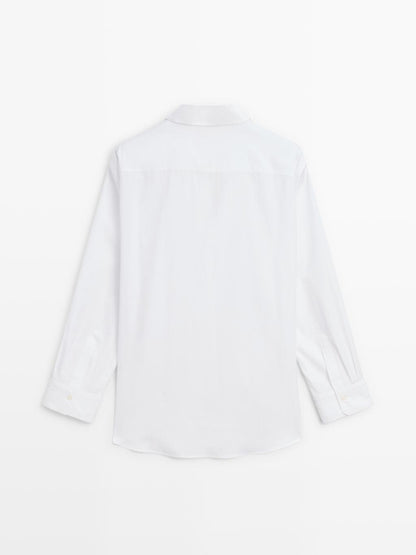 100% cotton poplin shirt with metallic detail