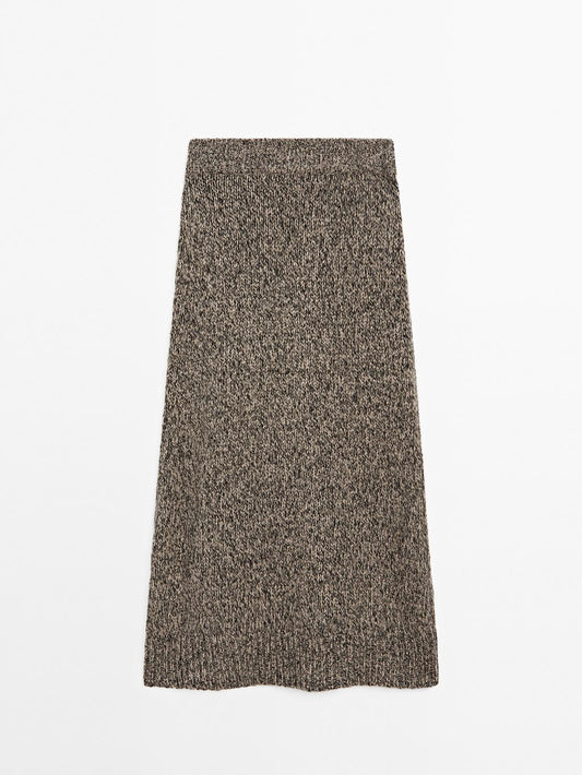 100% cashmere knit midi skirt