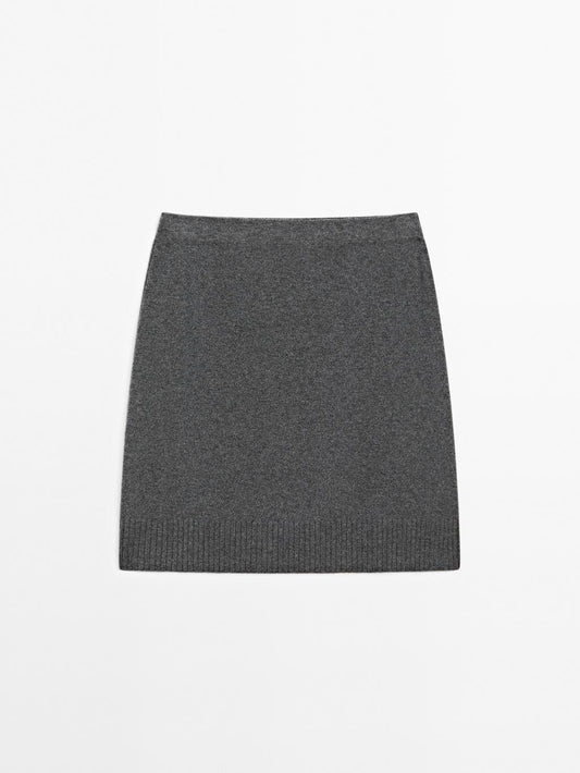 Wool blend mini skirt