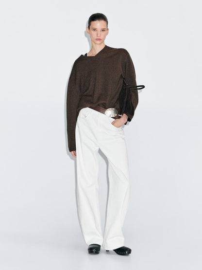 100% cashmere oversize V-neck sweater