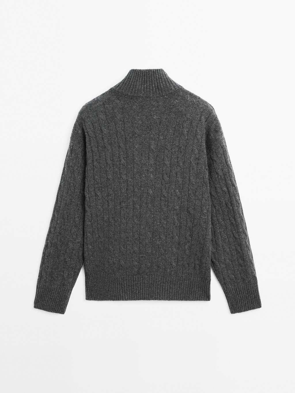 100% cashmere high neck sweater with zip