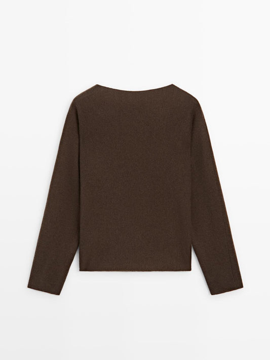 Boat neck knit sweater