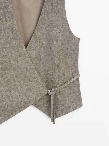 100% linen short double-breasted waistcoat