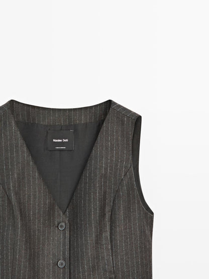 100% wool pinstripe waistcoat