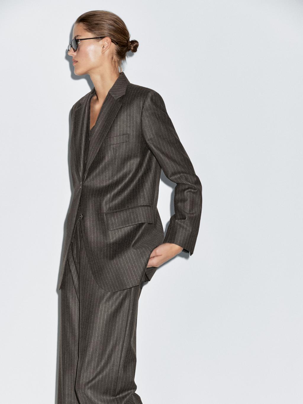 100% wool pinstripe blazer