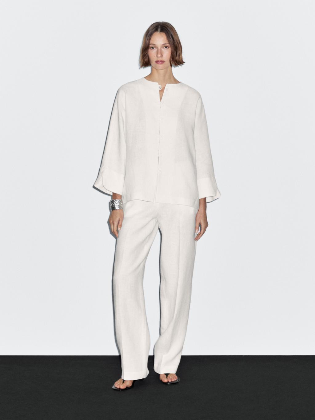 100% linen kimono with button detail