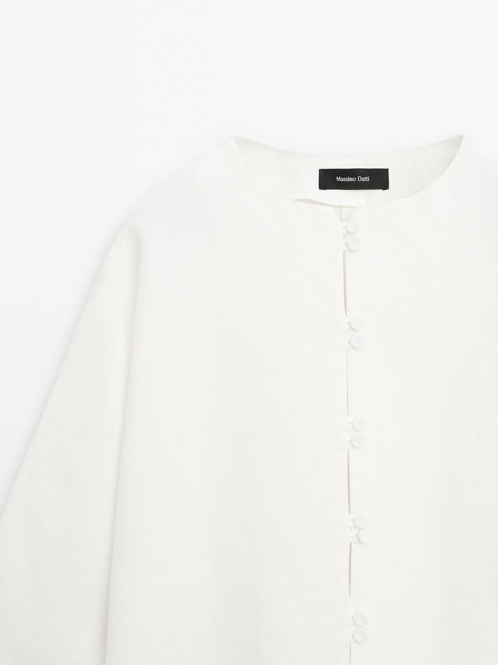 100% linen kimono with button detail