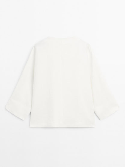 100% linen kimono with button detail