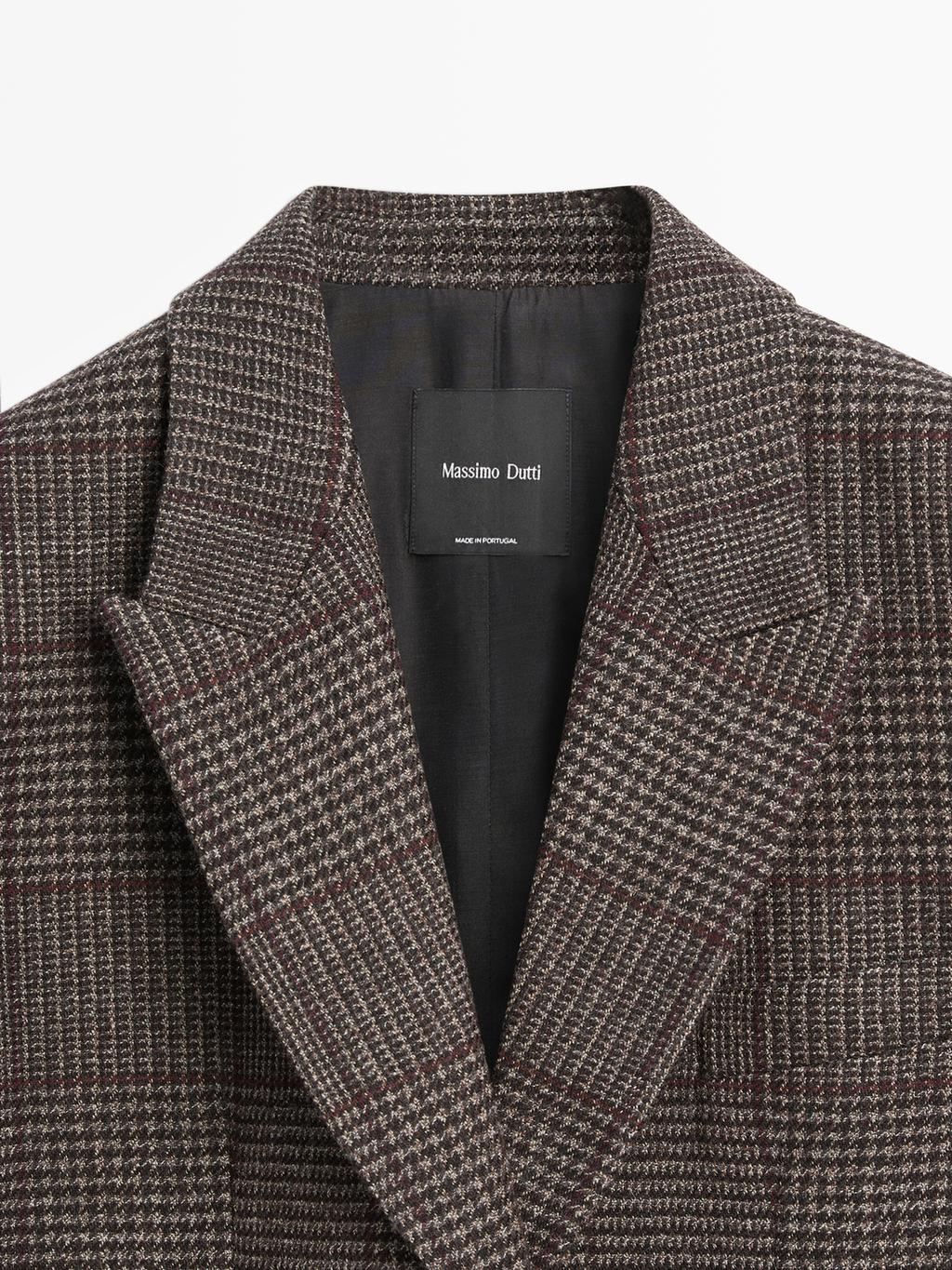 Check wool blend blazer