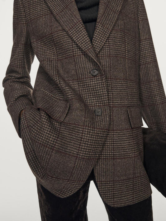 Check wool blend blazer