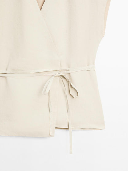 100% linen crossover waistcoat