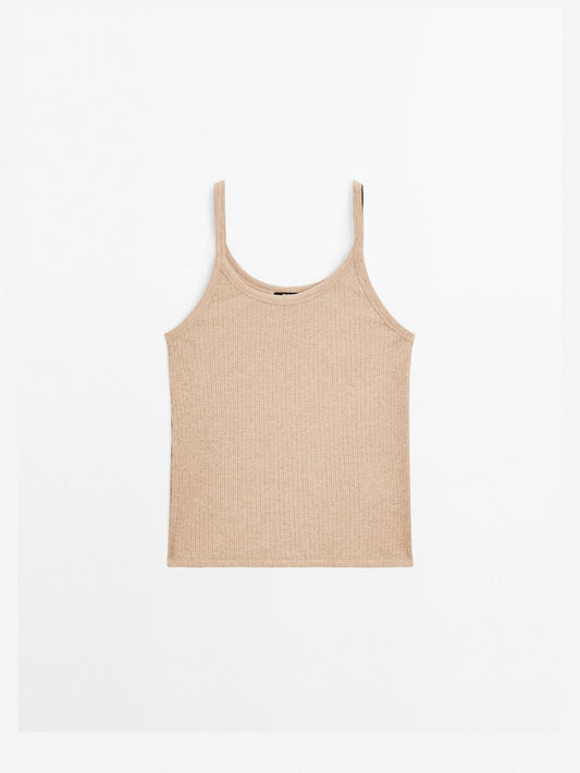 100% cotton marl strappy top