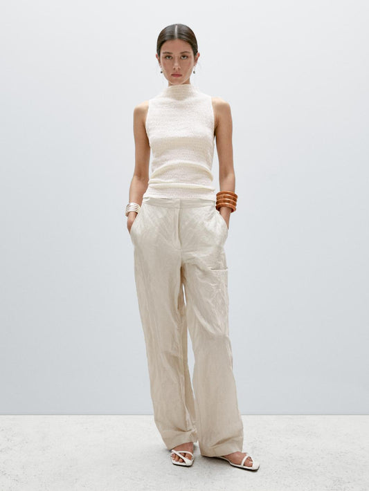 Textured cotton blend top