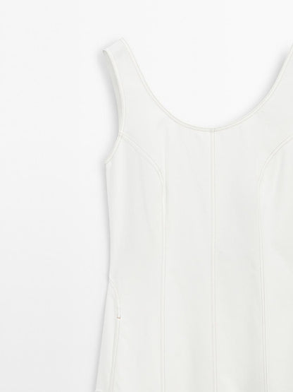 100% cotton denim midi dress