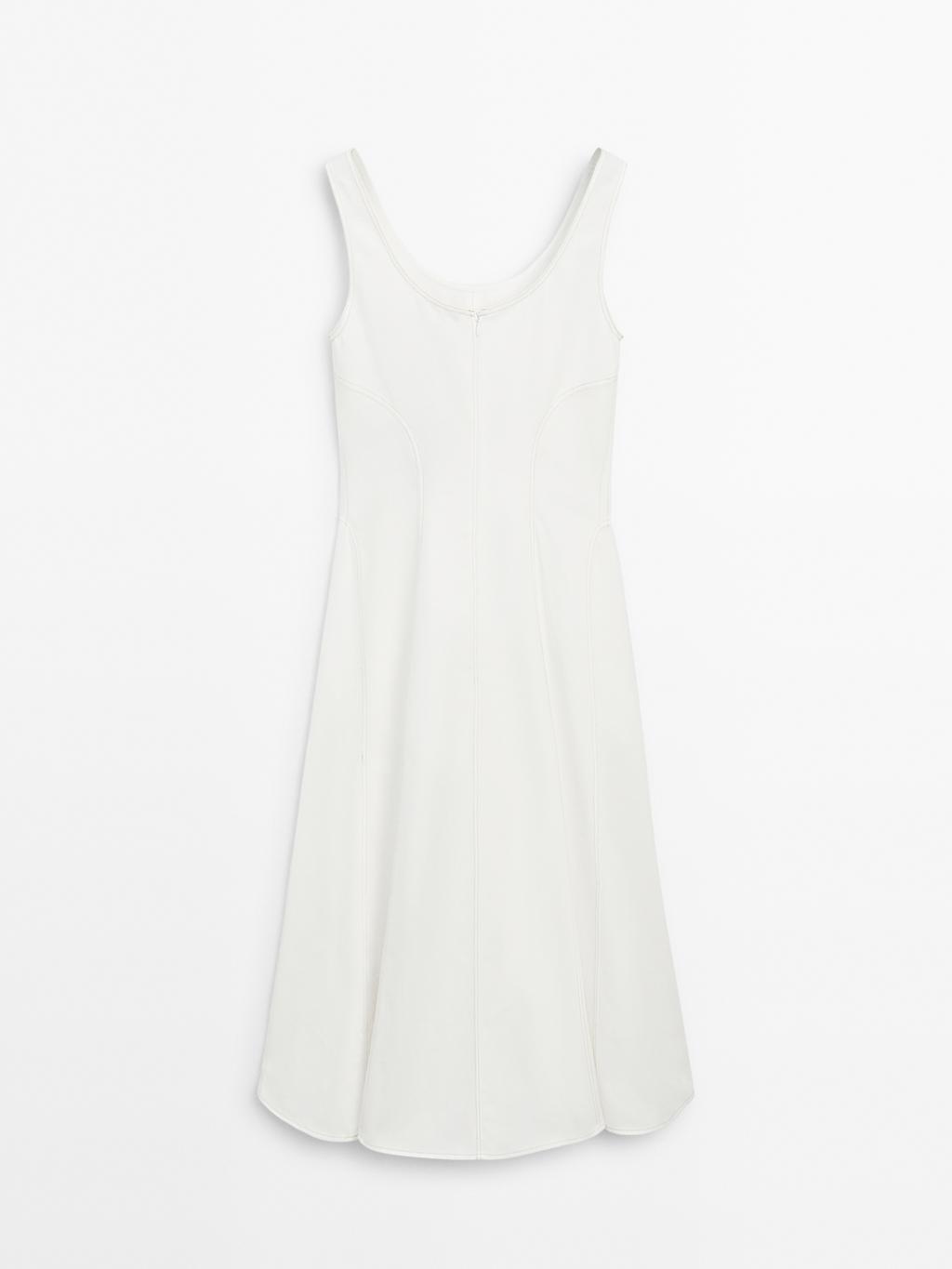 100% cotton denim midi dress