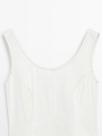 100% cotton denim midi dress