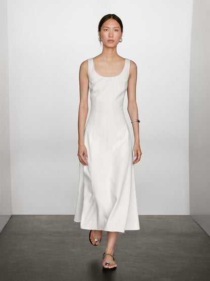 100% cotton denim midi dress