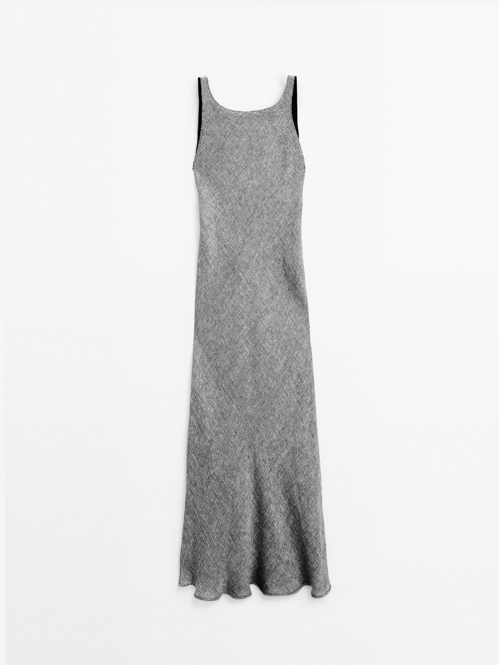 100% linen midi dress