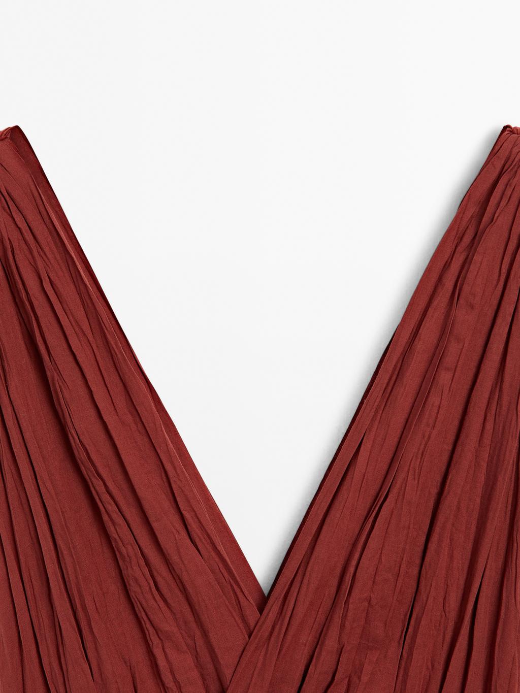 100% cotton long pleated dress