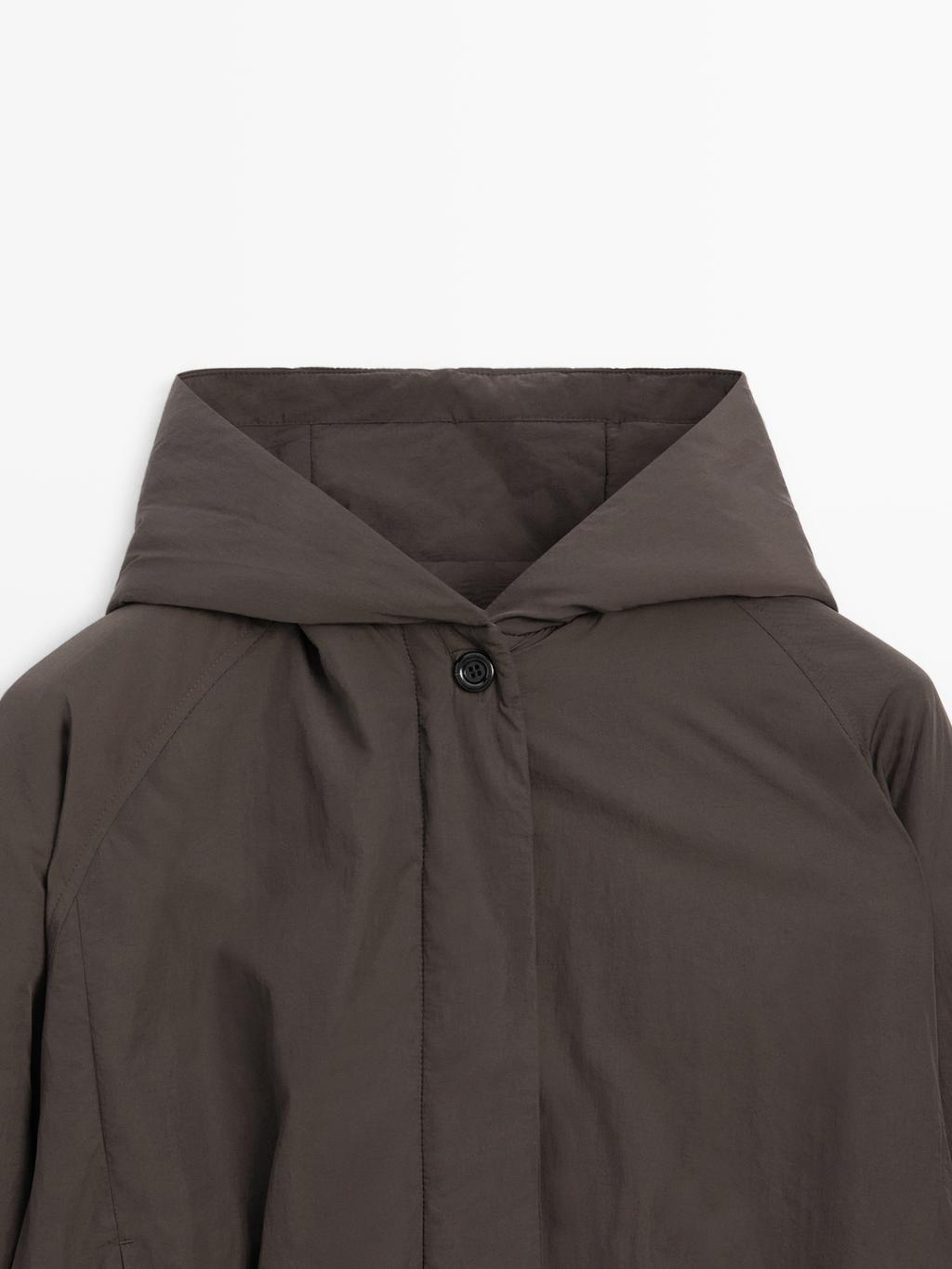 Water-repellent bomber jacket with hood