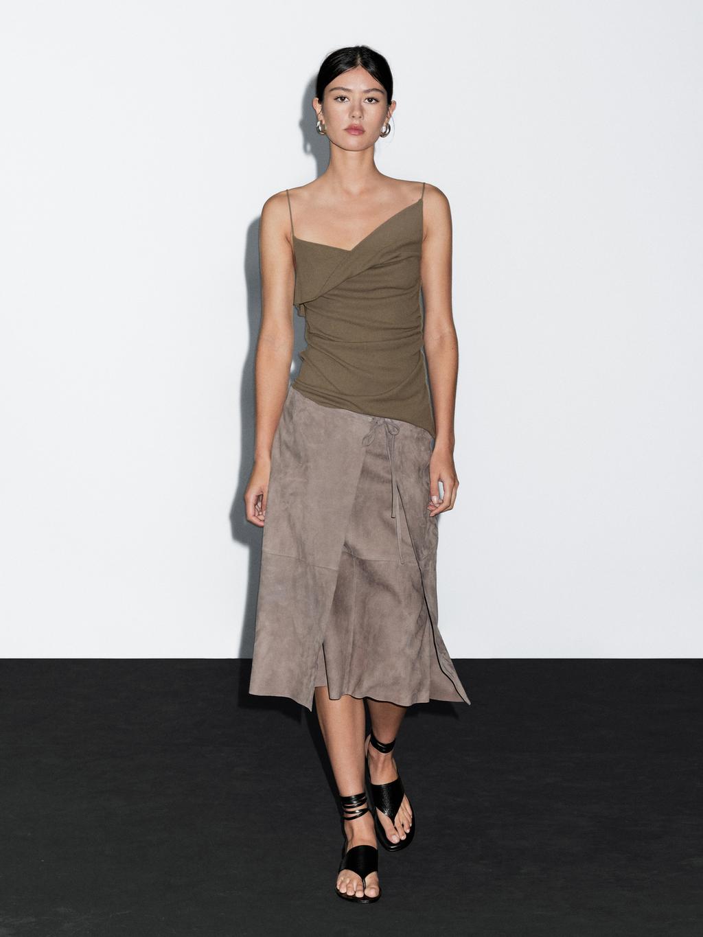 100% cotton top with asymmetric neckline