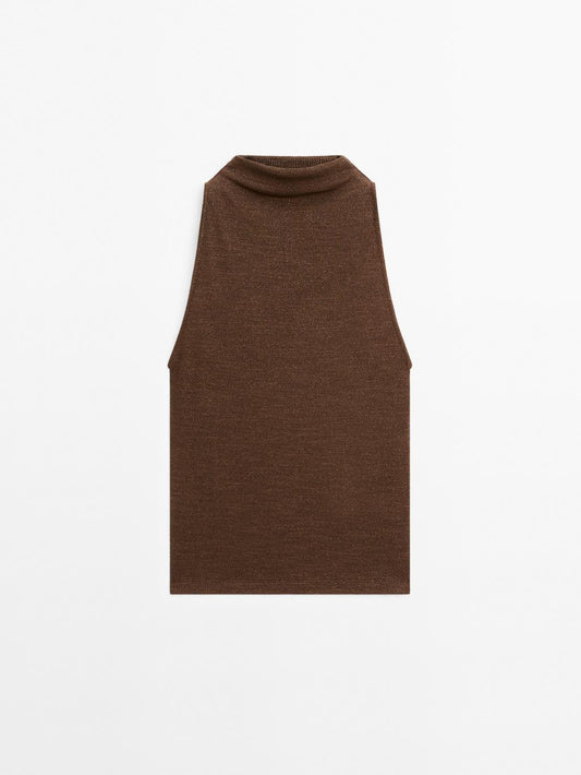Metallic-effect halterneck top