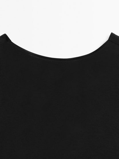 100% cotton top with draped low-cut back