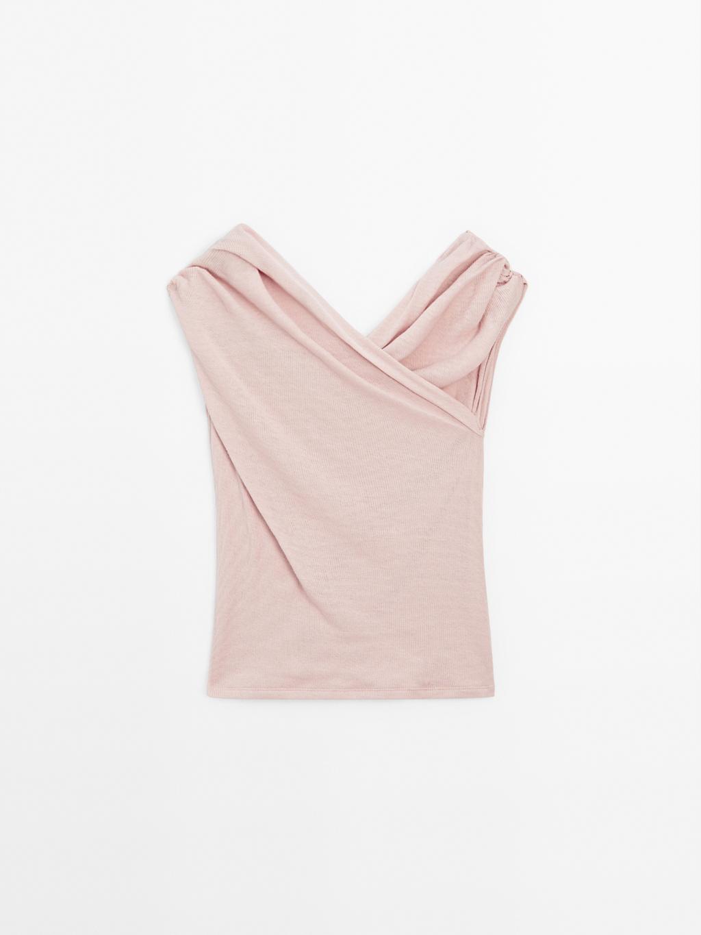 100% cotton surplice boat neck top