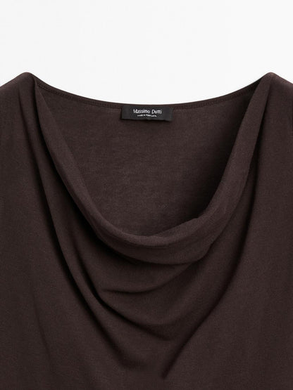 100% cotton top with draped neckline
