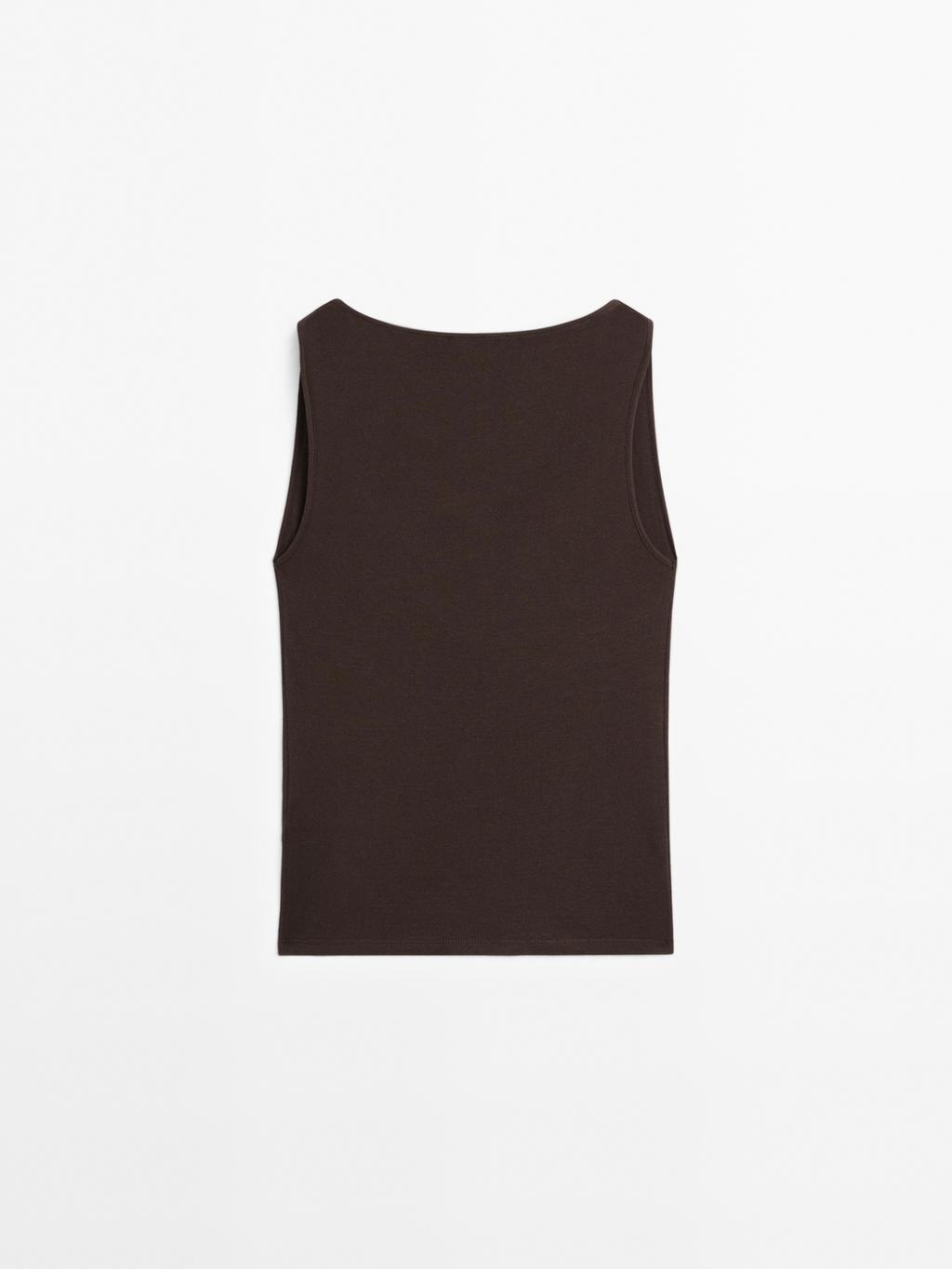 100% cotton top with draped neckline