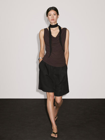 100% cotton top with draped neckline