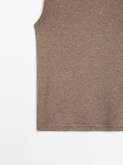 100% cotton funnel neck top