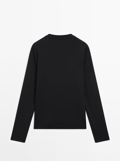 100% cotton interlock long sleeve T-shirt