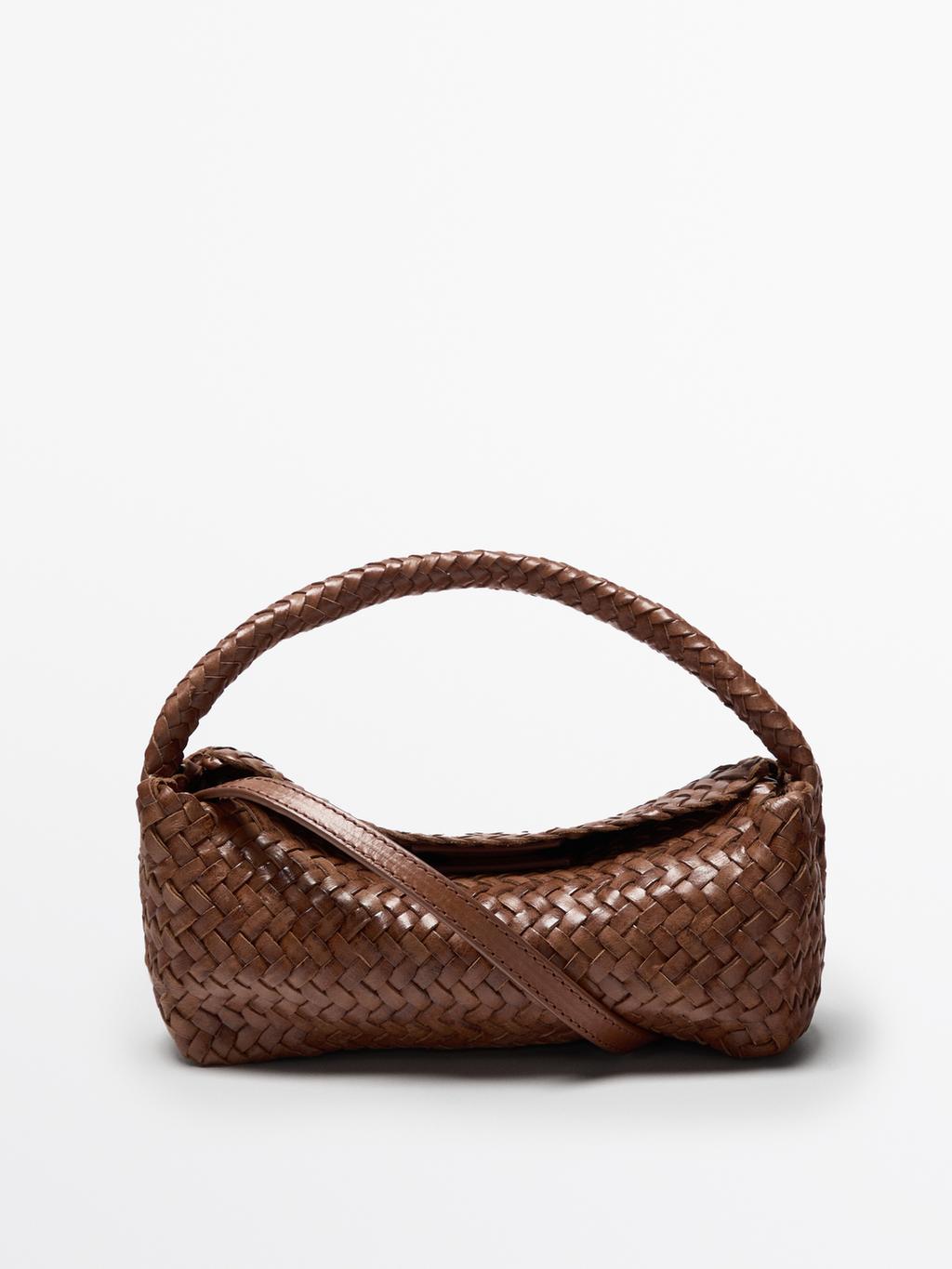 Braided nappa leather crossbody bag