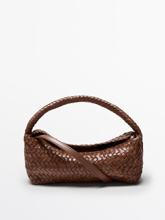 Braided nappa leather crossbody bag