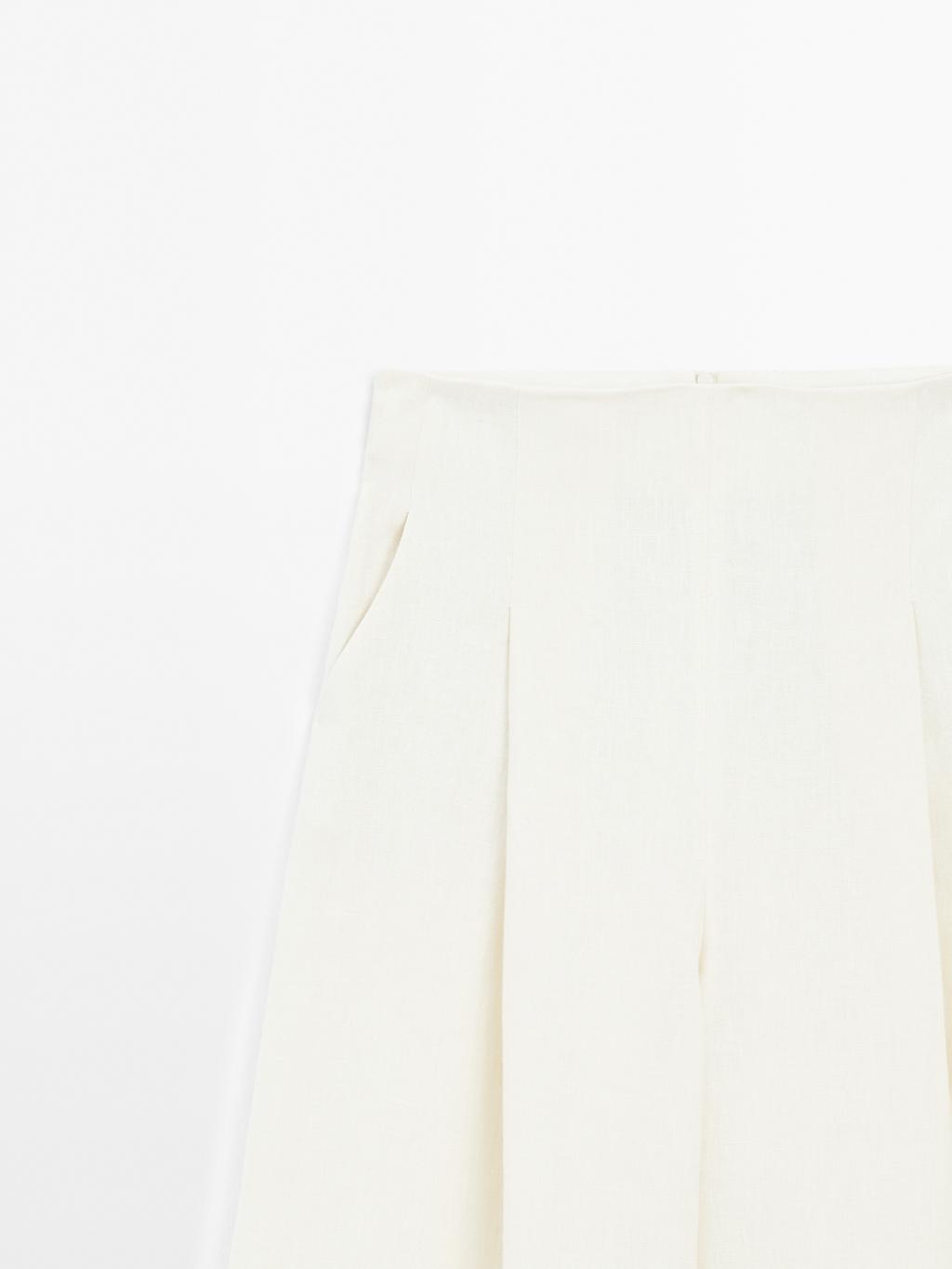 100% linen wide-leg trousers - STUDIO