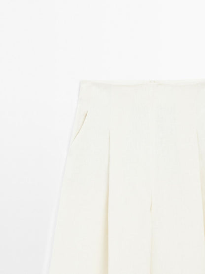100% linen wide-leg trousers - STUDIO
