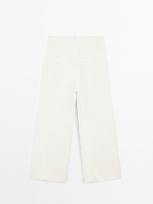 100% linen wide-leg trousers - STUDIO