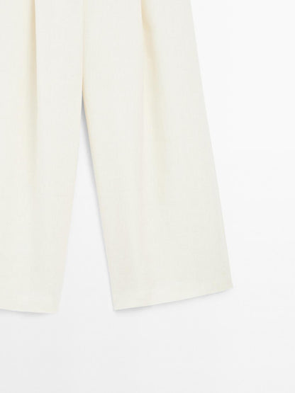 100% linen wide-leg trousers - STUDIO
