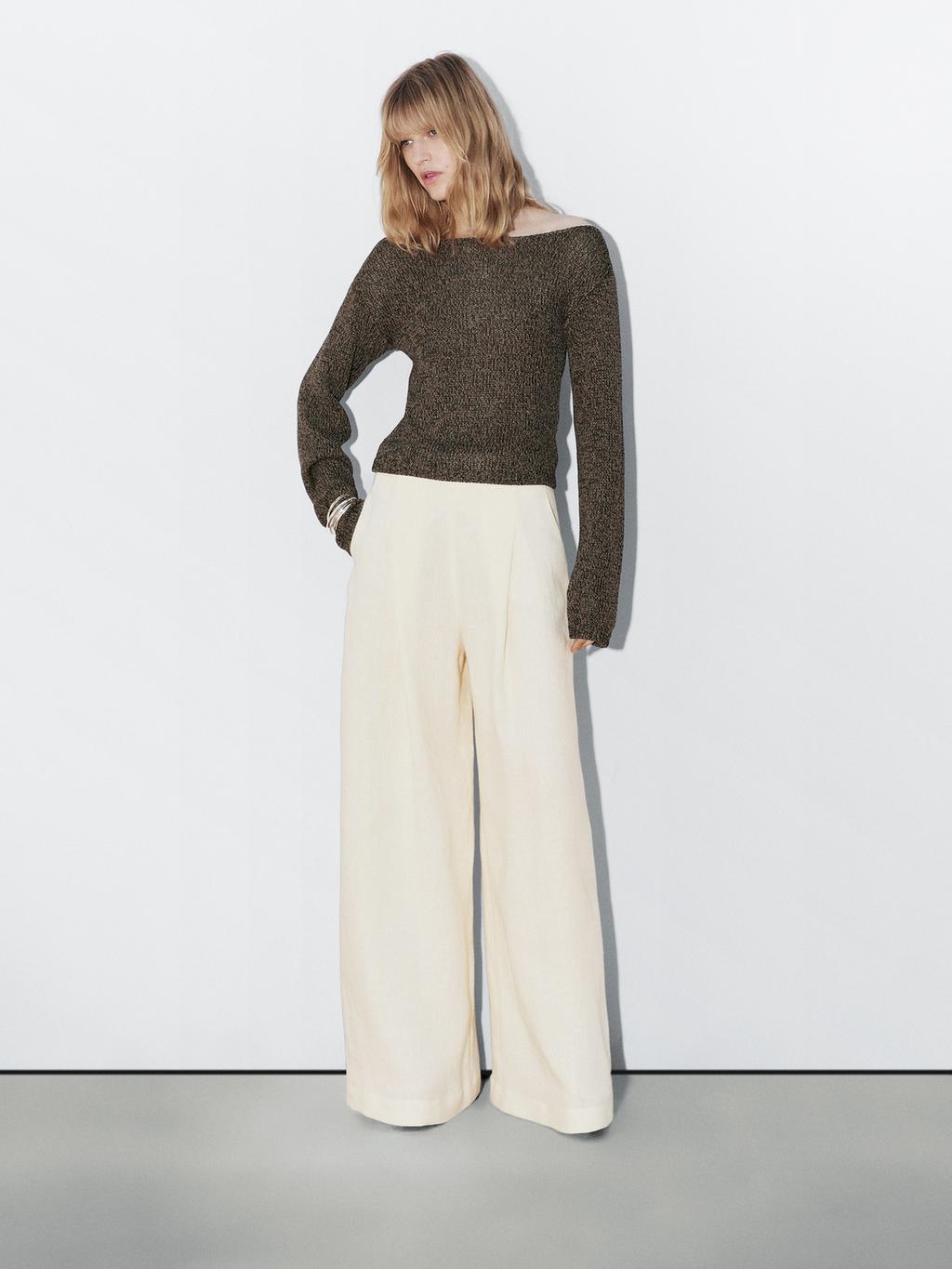 100% linen wide-leg trousers - STUDIO