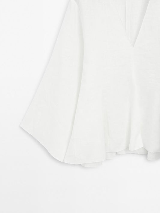 100% linen blouse with godet details - STUDIO