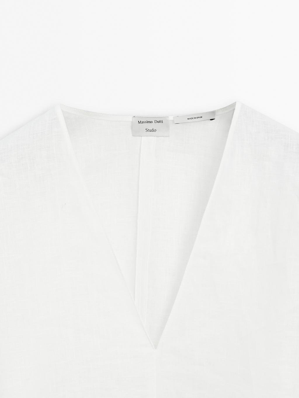 100% linen blouse with godet details - STUDIO