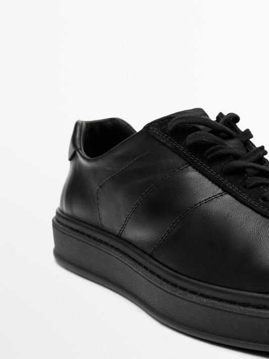 Contrast leather trainers
