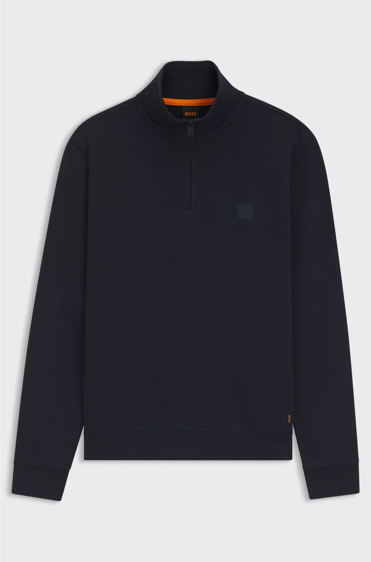 Zip-neck sweatshirt in cotton terry with logo patch