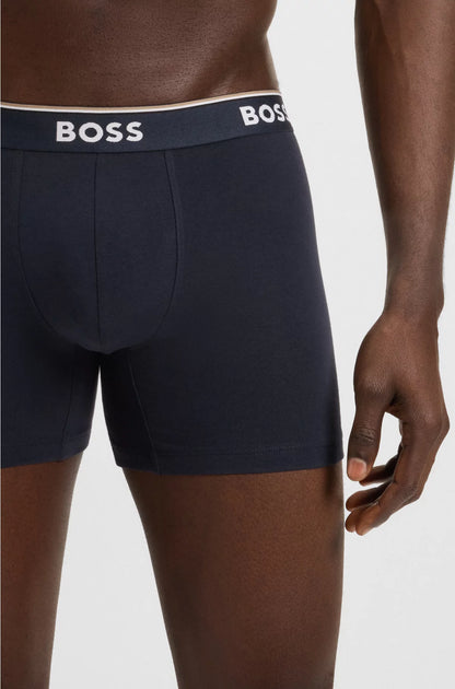 Three-pack of stretch-cotton boxer briefs with logos