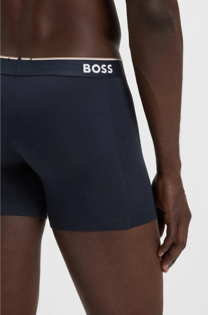Three-pack of stretch-cotton boxer briefs with logos