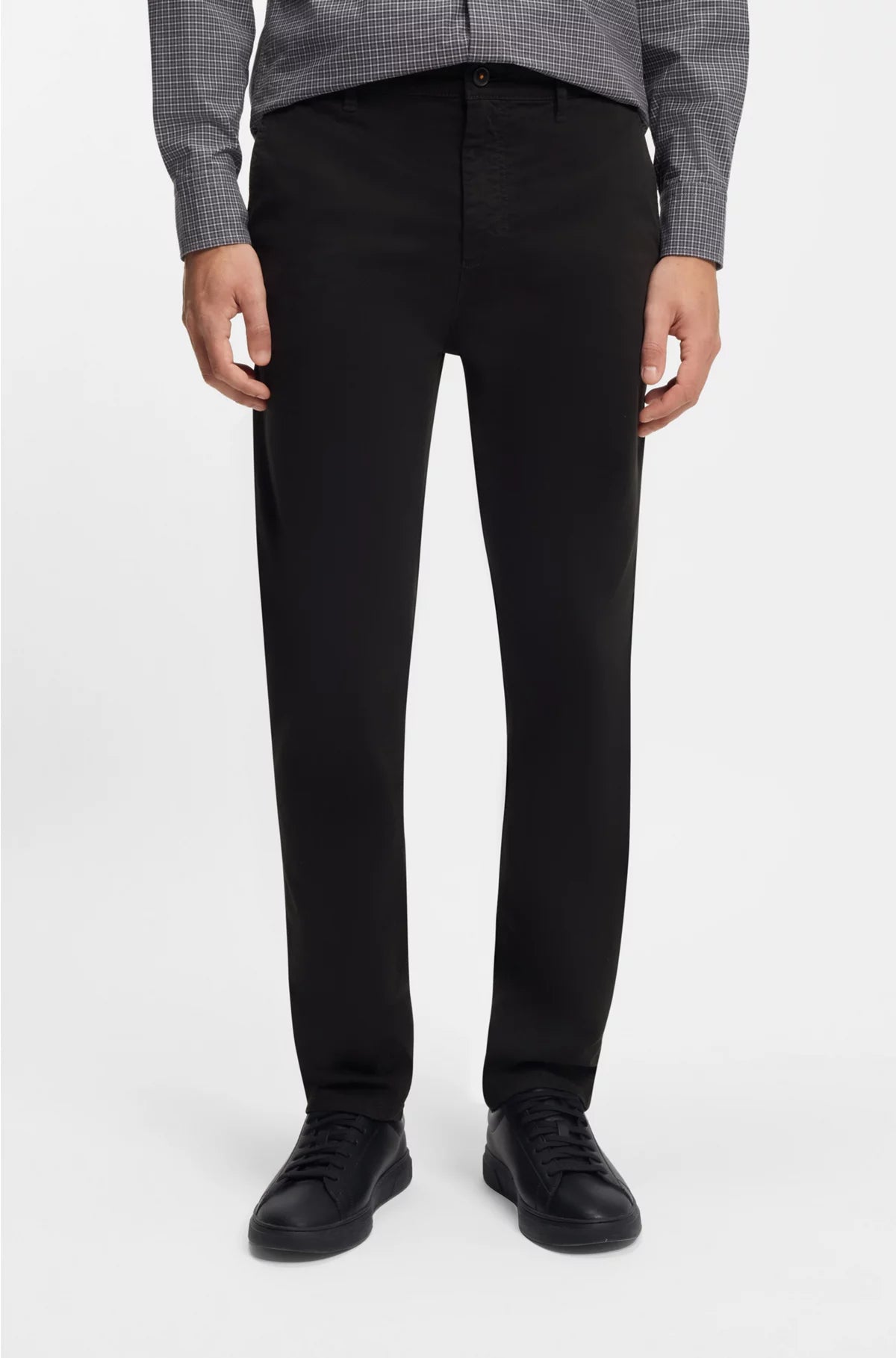 Tapered-fit chinos in stretch-cotton satin