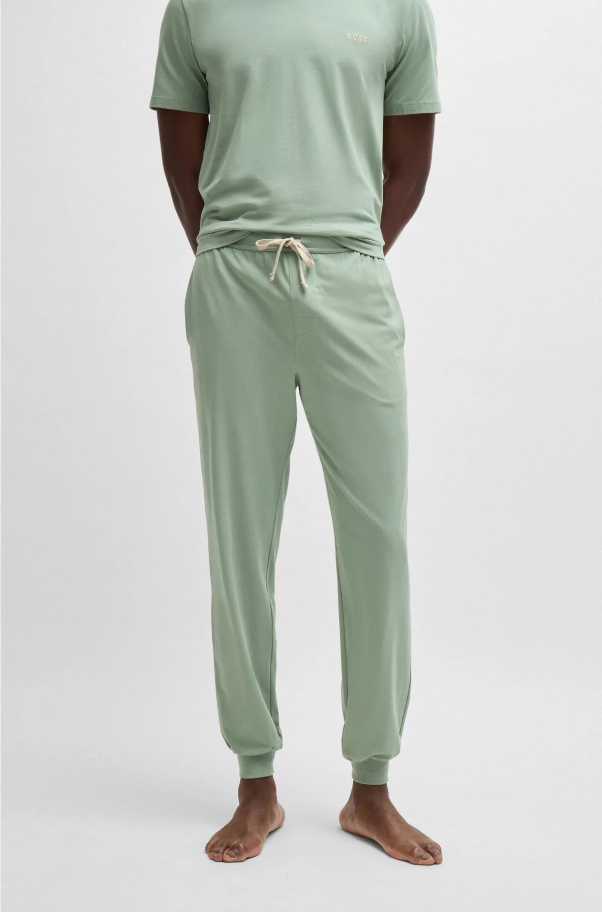 Stretch-cotton tracksuit bottoms with embroidered logo