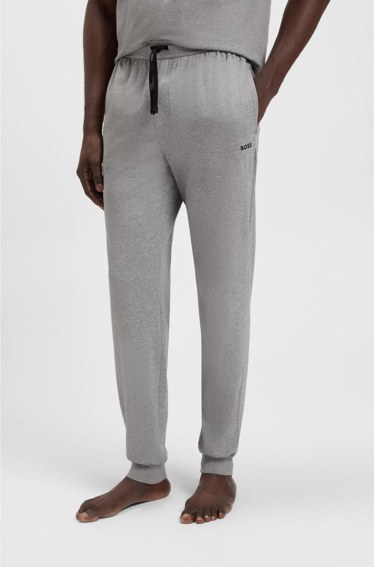 Stretch-cotton tracksuit bottoms with embroidered logo